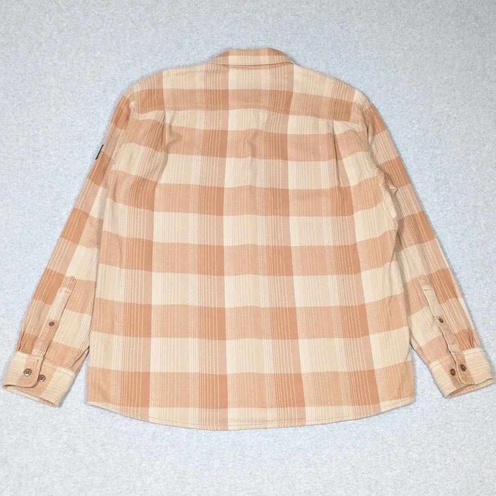 The North Face Stayside Flannel Button Up Shirt Mens Large Light Brown Plaid